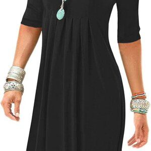 Women's Summer Casual Cotton Blend Knee Length Tunic Dress for Work & Travel